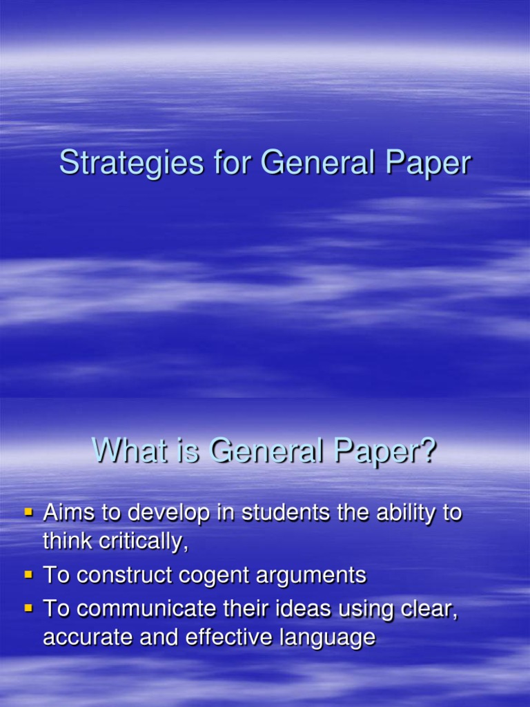General Paper Strategies and Assessment Guide | PDF | Reading ...