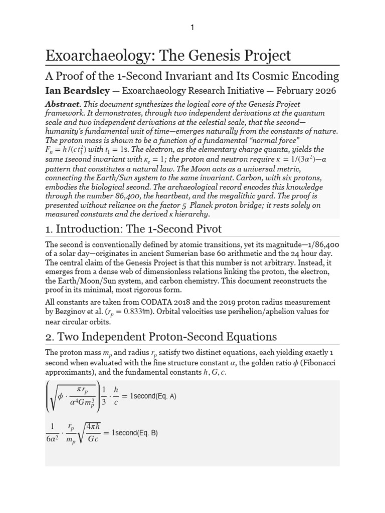 Exoarchaeology: The Genesis Project A Proof of The 1-Second Invariant ...