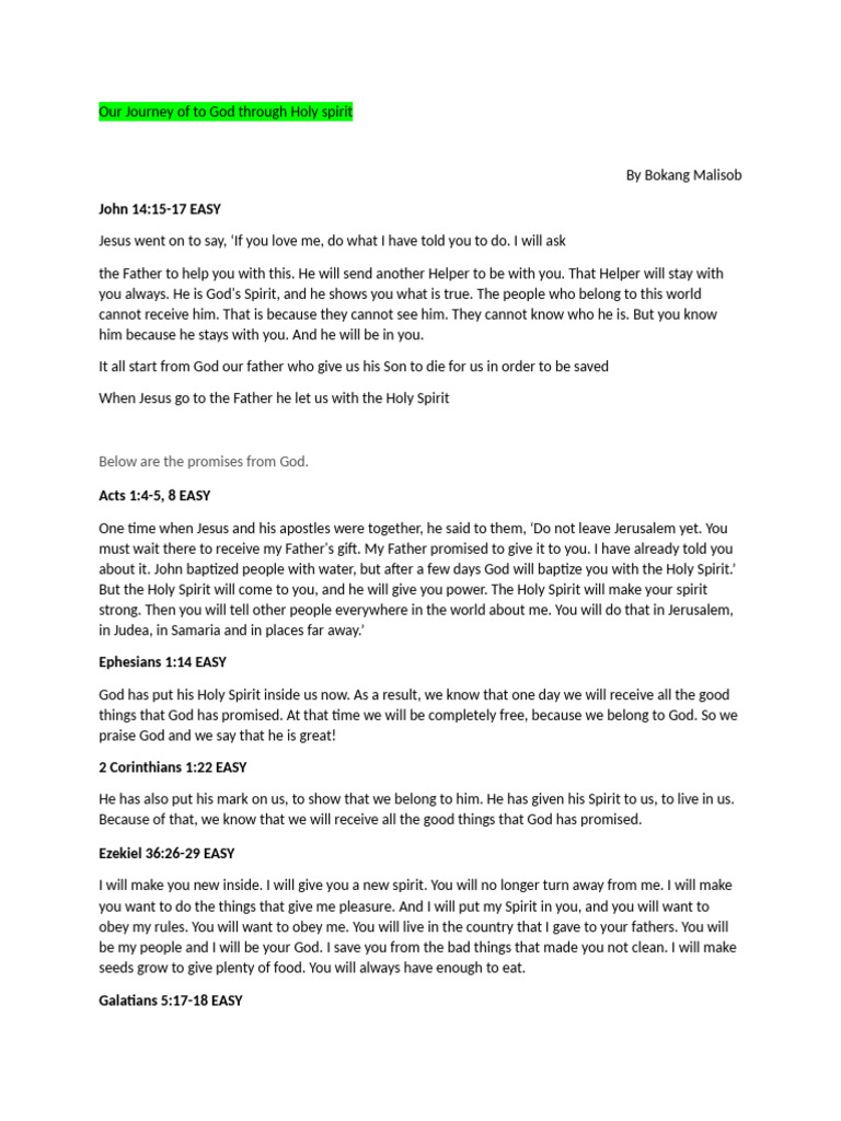 Our Journey of To God Through Holy Spirit | PDF | Jesus | Acts Of The ...