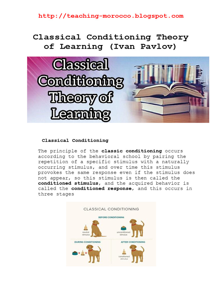 Classical Conditioning Theory of Learning (Ivan Pavlov) | PDF ...