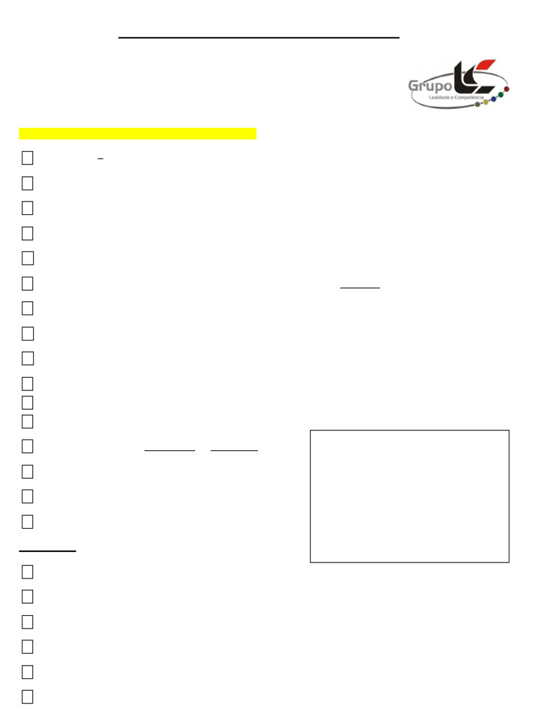 Check List para Início - Valeo | PDF