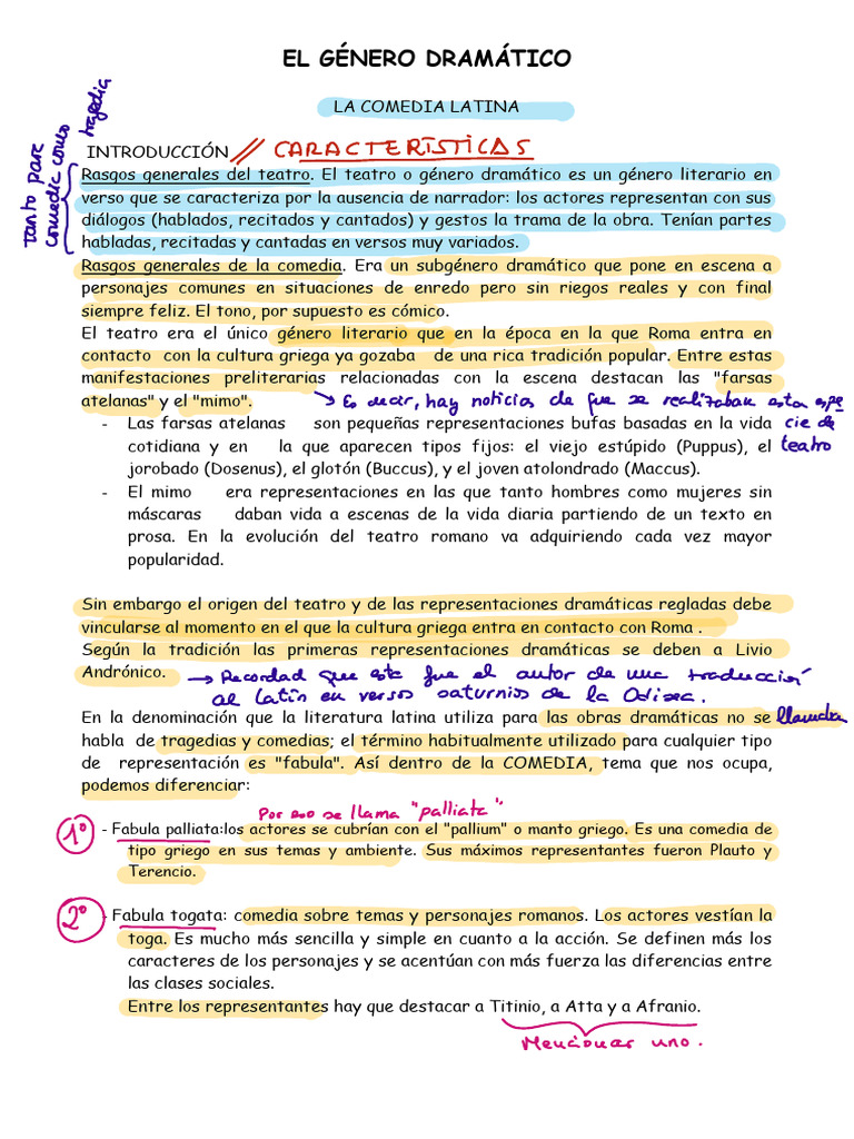 El Género Dramatico (Subrayado) | PDF | Comedia