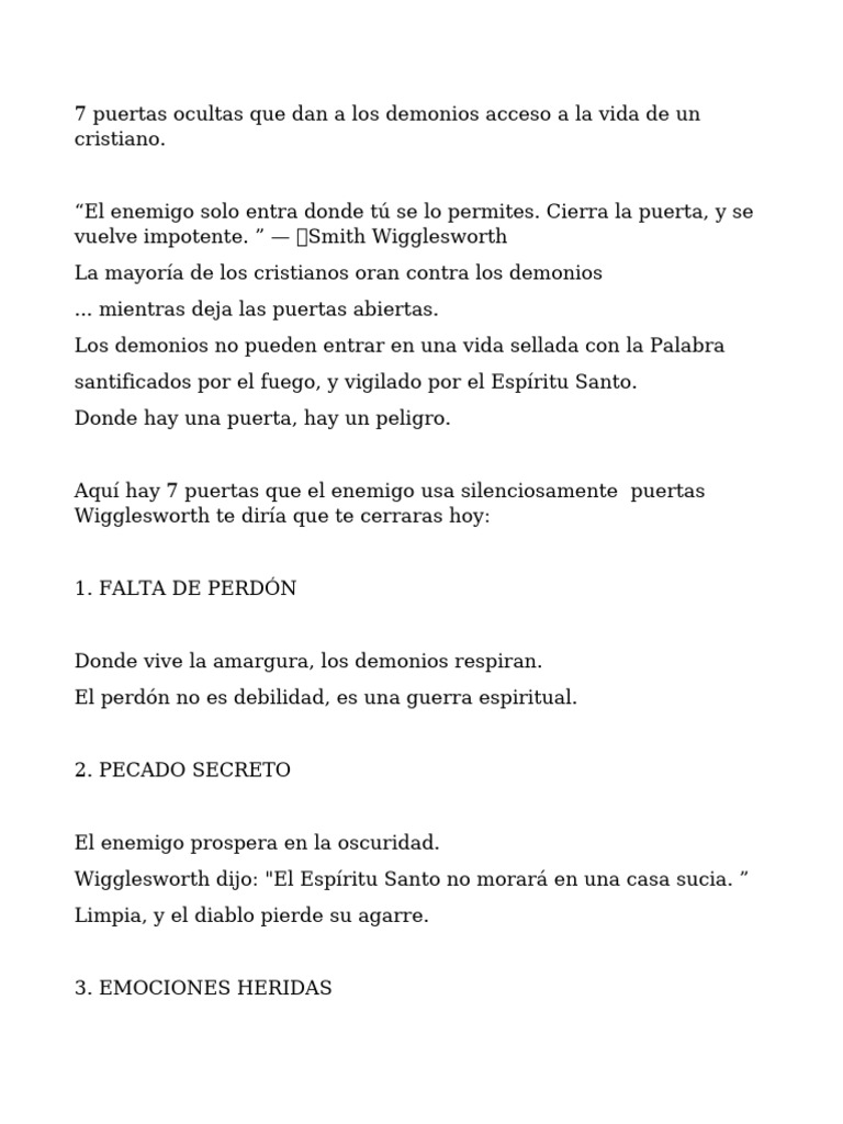 7 Puertas Ocultas Que Dan A Los Demonios Acceso A La Vida de Un ...