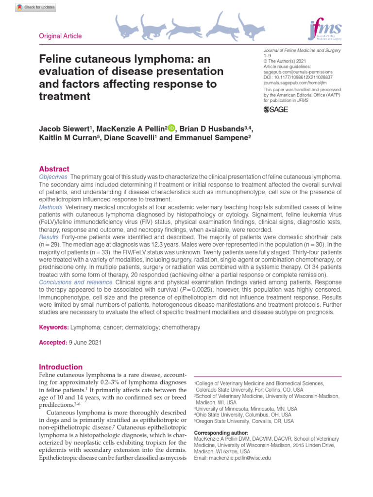 Feline Cutaneous Lymphoma | PDF | Lymphoma | Medical Diagnosis