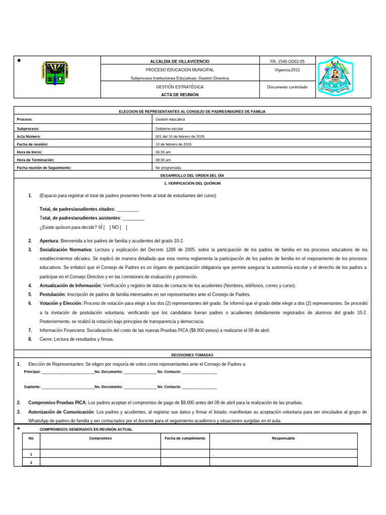 Formato Acta 2024 | PDF | Gobierno