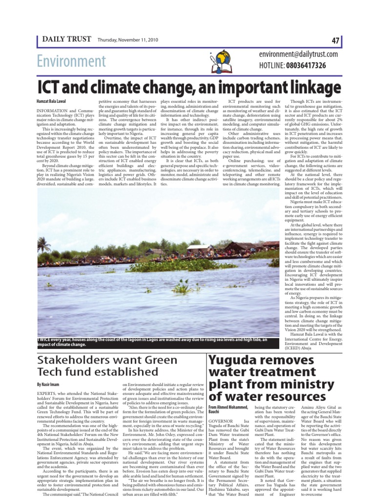 ICT and Climate Change, An Important Linkage | PDF | Climate Change ...