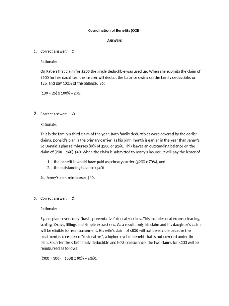 COB - 3 Practice Questions ANSWERS | PDF