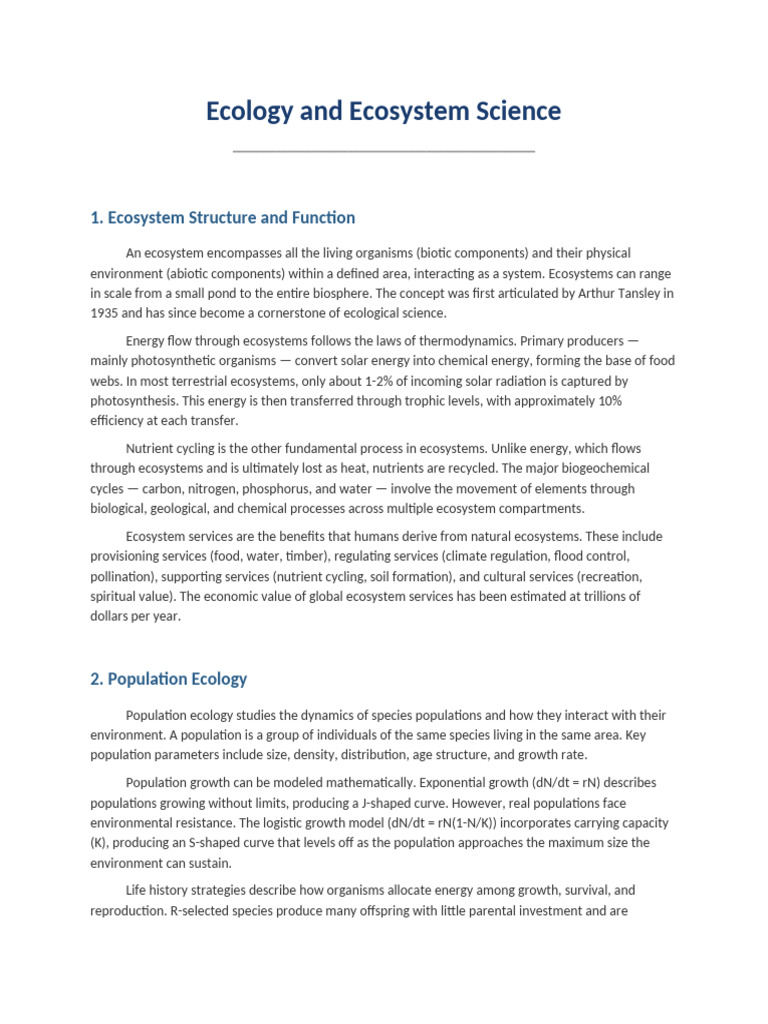 Ecology and Ecosystems | PDF | Ecosystem | Ecology