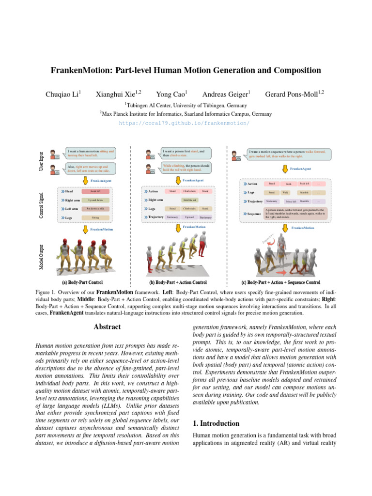 FrankenMotion - Part-Level Human Motion Generation and Composition ...