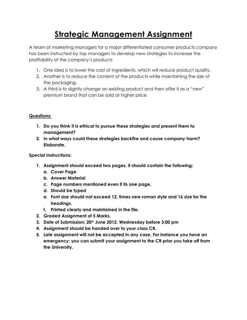 Strategic Management Assignment About Case Study | PDF