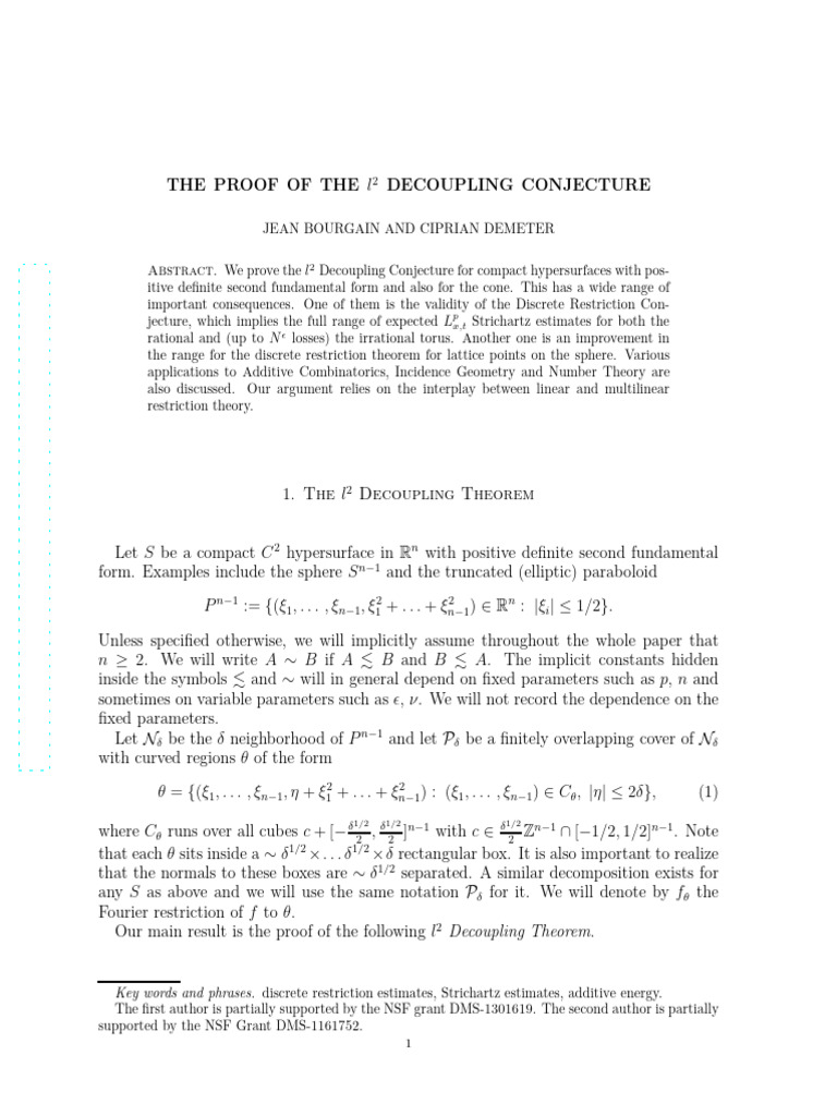 The Proof of The Decoupling Conjecture: Abstract | PDF