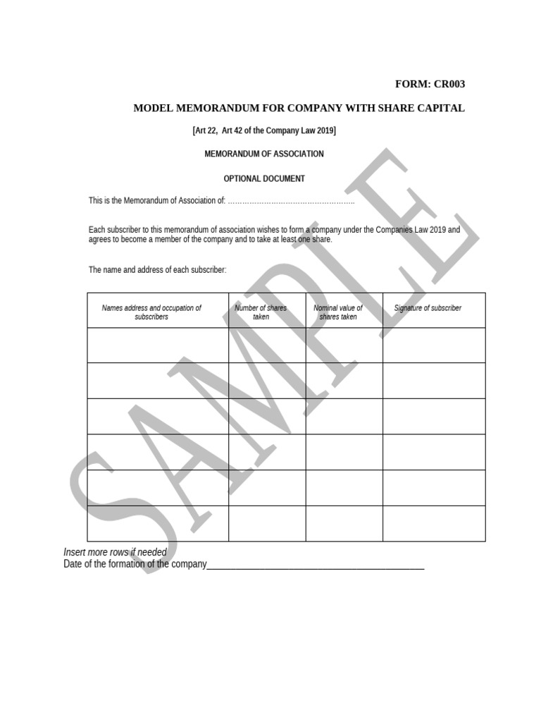 Model Memorandum CR003 | PDF