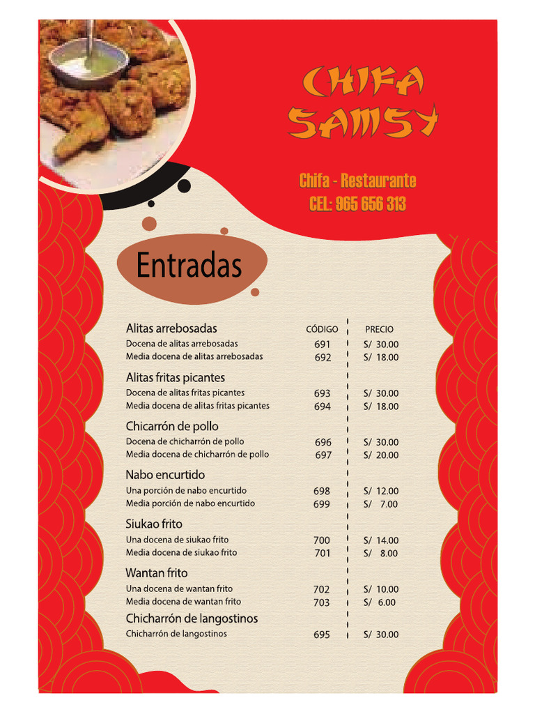 Chifa SAMSY Carta - Oficial Impresión Abril 2024 | PDF