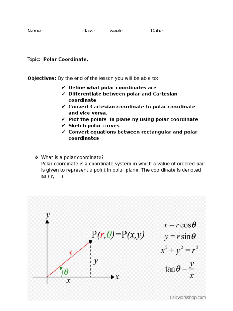 Student's Lesson Notes Math | PDF
