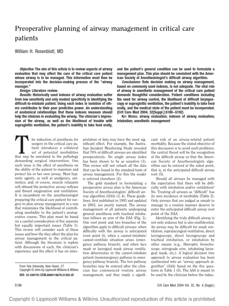 Rosenblatt 2004 | PDF | Anesthesia | Medicine