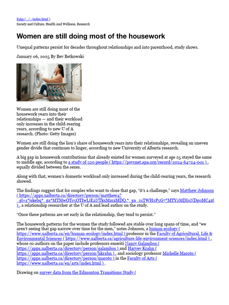 Women Are Still Doing Most of The Housework - Folio | PDF ...