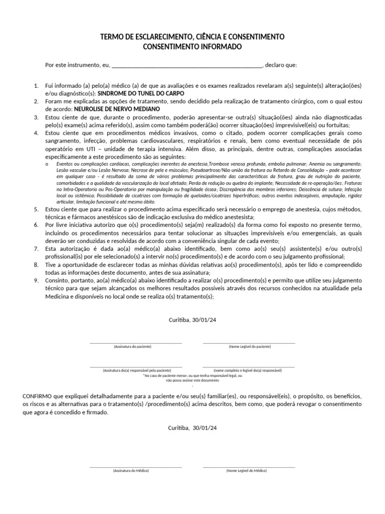 Termo de Consentimento | PDF | Consentimento Livre e Esclarecido ...