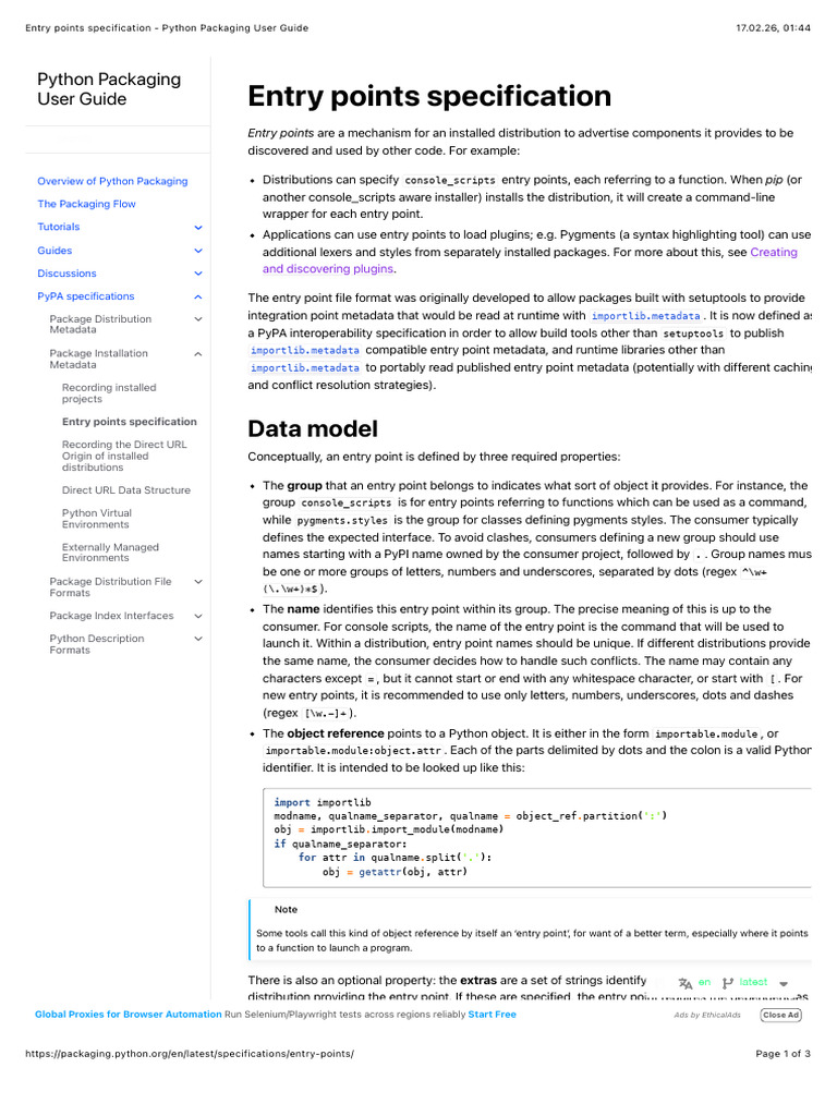 Entry Points Specification | PDF | Metadata | Command Line Interface