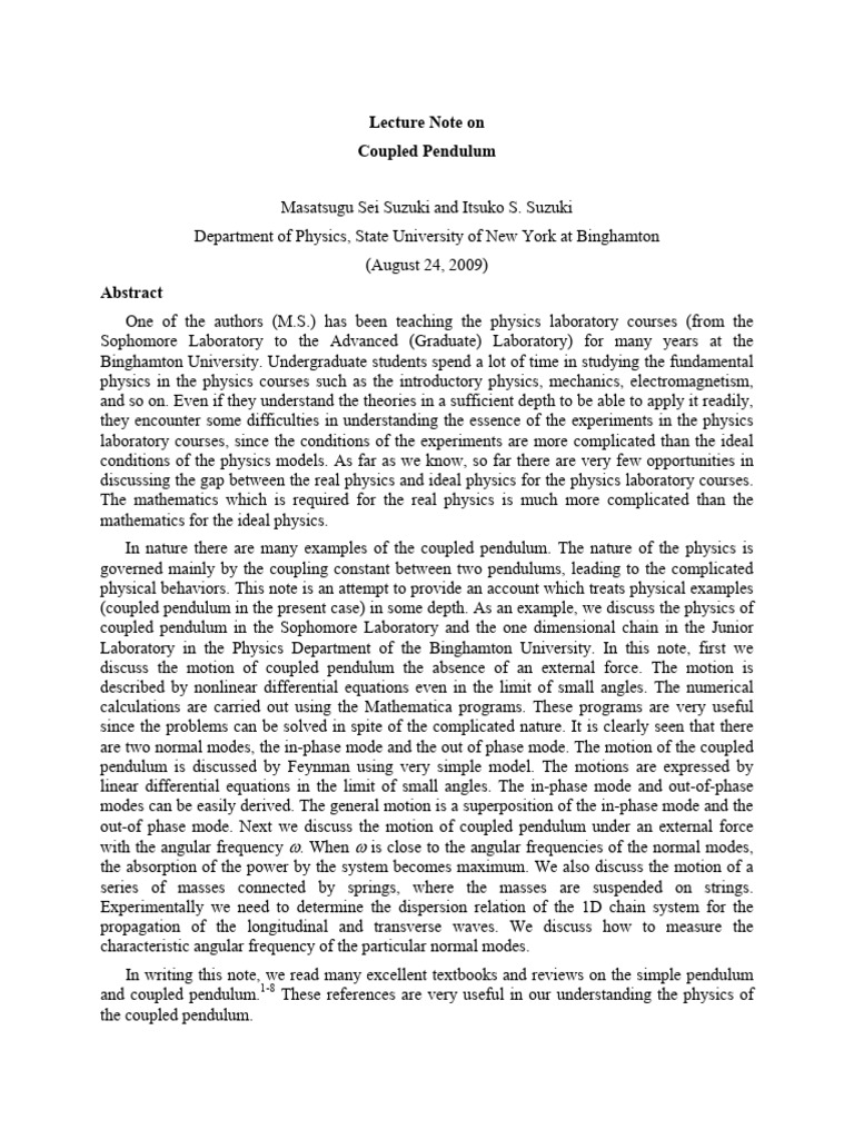11 Coupled Pendulum | PDF | Normal Mode | Eigenvalues And Eigenvectors