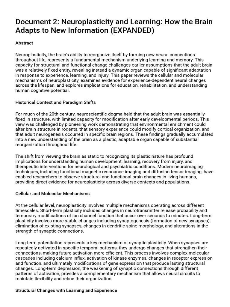Neuroplasticity and Learning: How The Brain Adapts To New Information ...