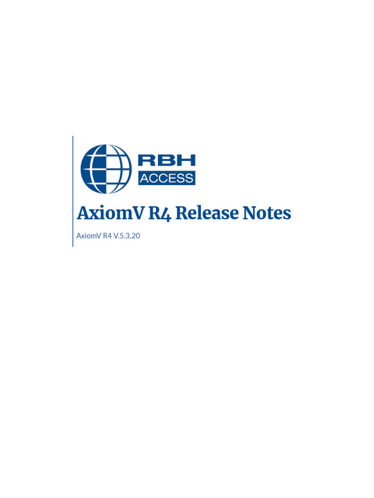 AxiomV R4 Release Notes | PDF | Software Bug | Menu (Computing)
