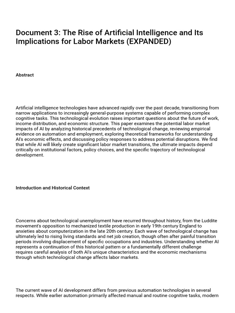The Rise of Artificial Intelligence and Its Implications For Labor ...