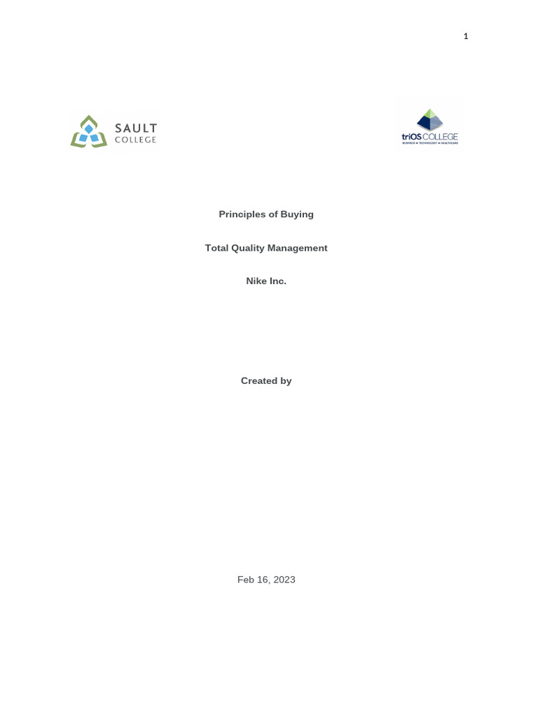 Total Quality Management | PDF | Supply Chain | Nike