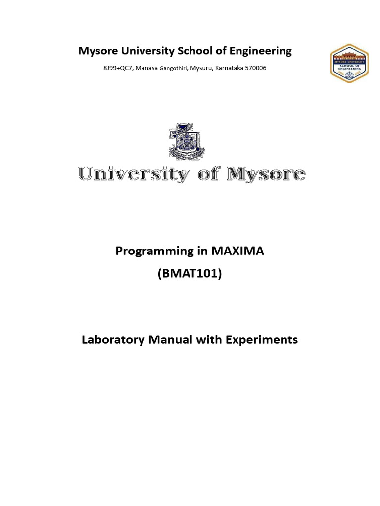 Programming in Maxima (Bmat101) | PDF | Algebra | Applied Mathematics