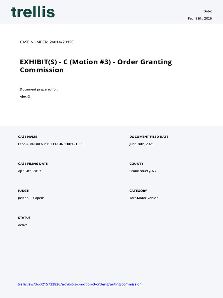2026-02-12 EXHIBIT (S) - C (Motion 3) Order Granting Commission | PDF ...