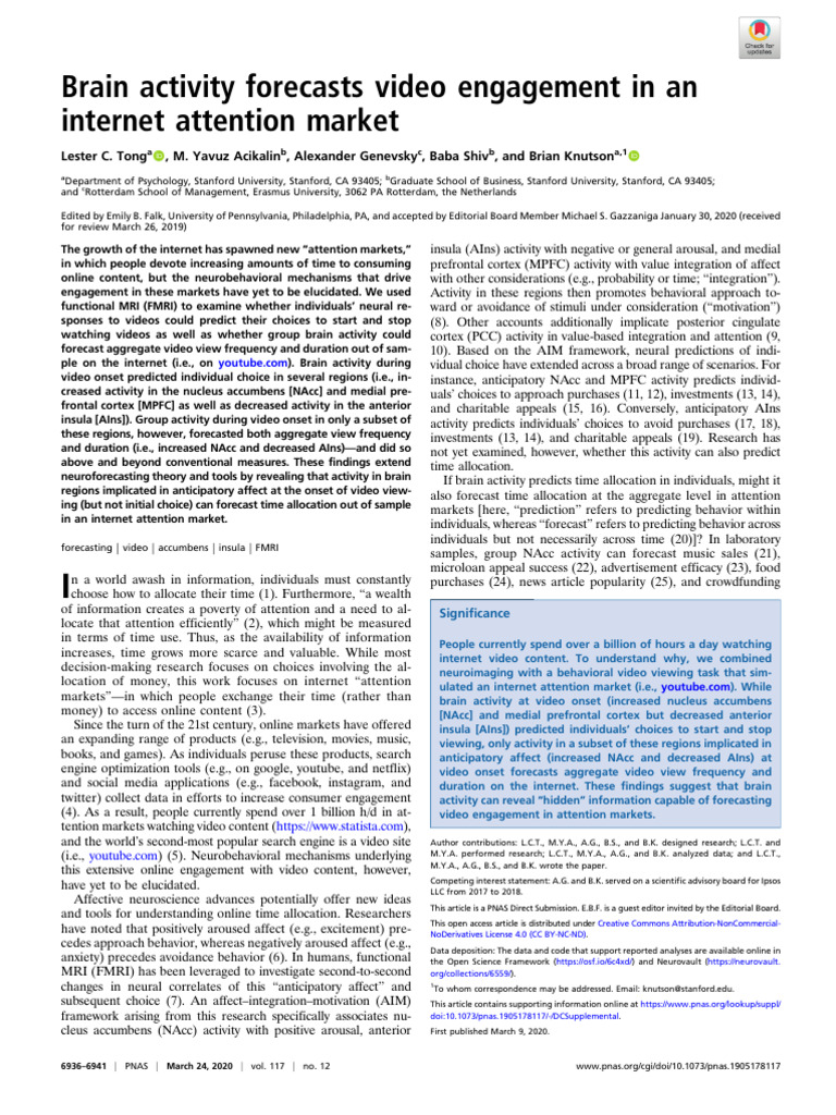Tong Et Al 2020 Brain Activity Forecasts Video Engagement in an ...