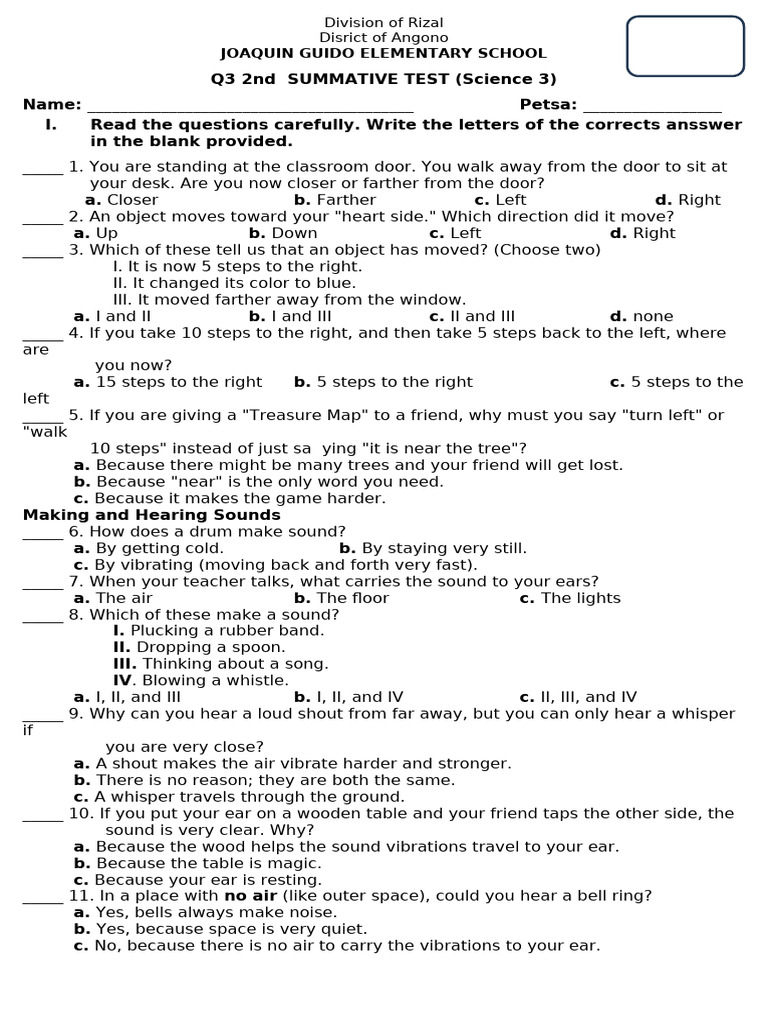 Q3 2nd Summative Test | PDF