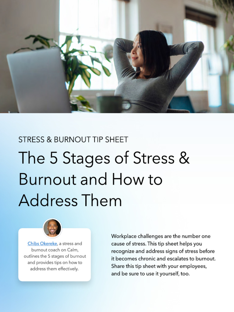 Calm Stress Burnout Tip Sheet | PDF | Occupational Burnout | Mindfulness