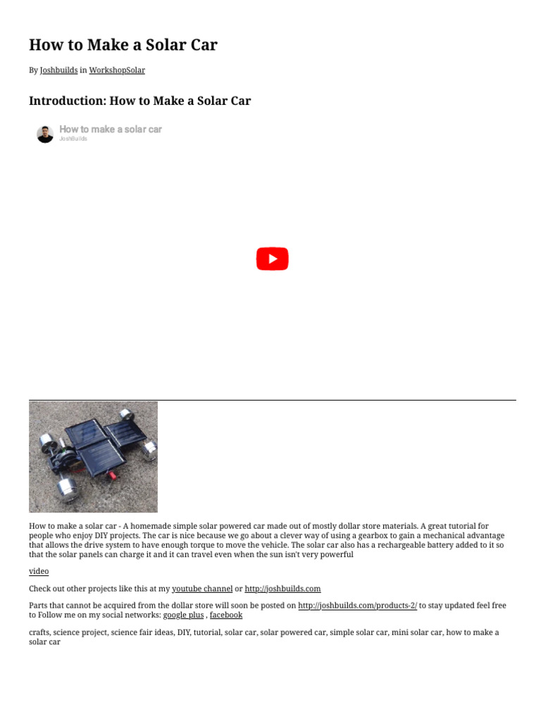 How To Make A Solar Car - 7 Steps - Instructables | PDF | Vehicles ...