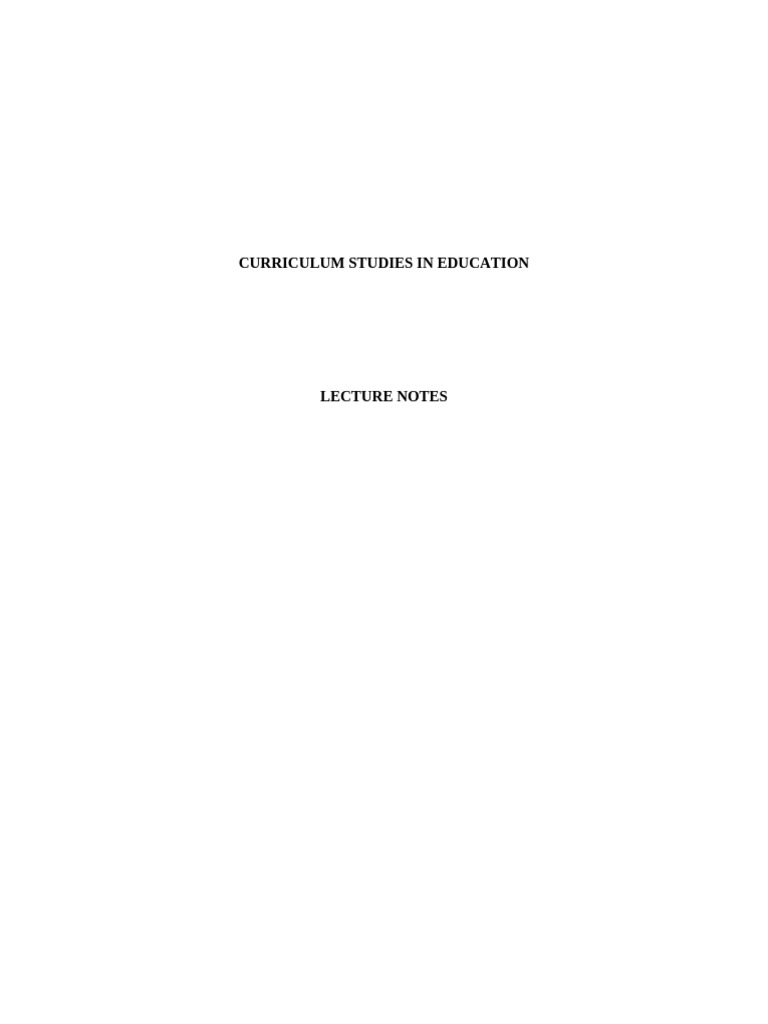 Curriculum Lecture Notes 1.0 | PDF | Curriculum | Learning