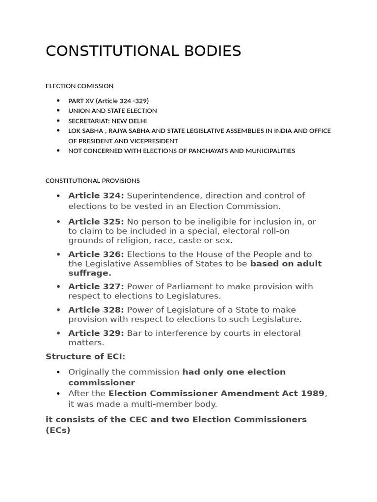 Constitutional Bodies | PDF | Government | Elections