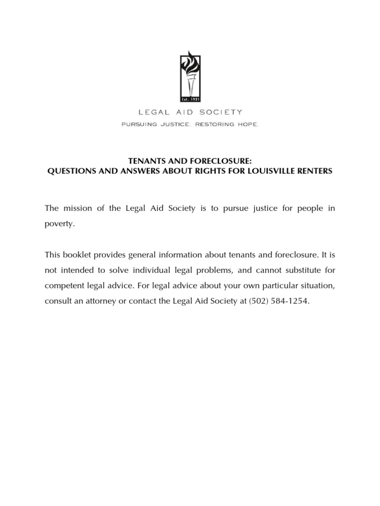 Tenant Rights During Foreclosure in KY | PDF | Lease | Leasehold Estate