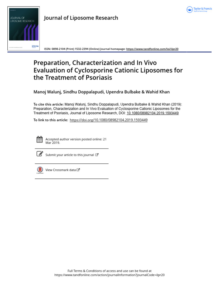 103 Preparation, Characterization, and in Vivo Evaluation of ...