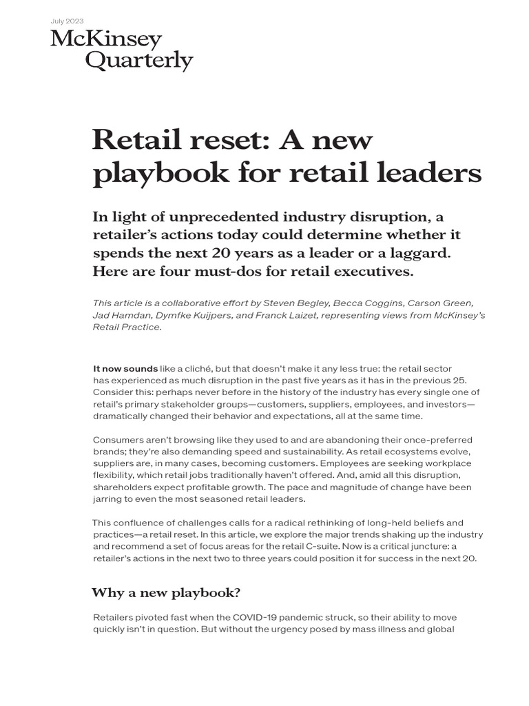 Retail Reset A New Playbook For Retail Leaders | PDF | Retail | Employment