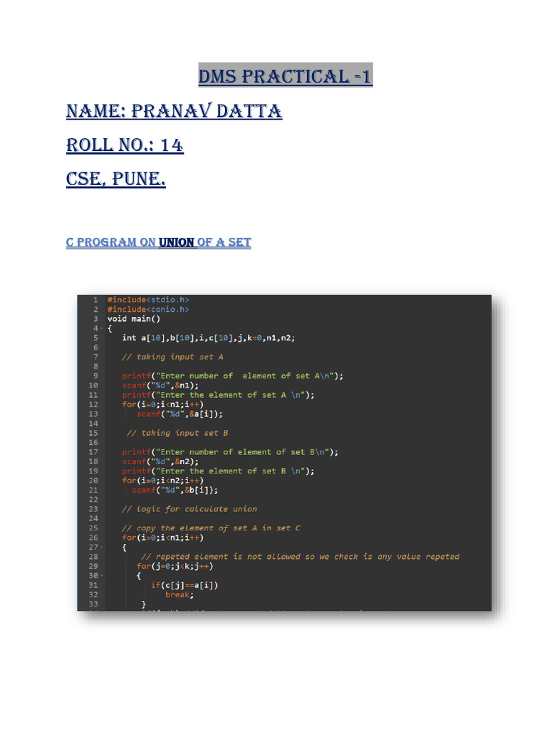 14, Pranav Datta, DMS Practical-1, CSE, Pune.-1 | PDF