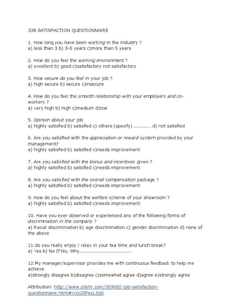 Job Satisfaction Assessment Tool | PDF | School Psychology | Academia