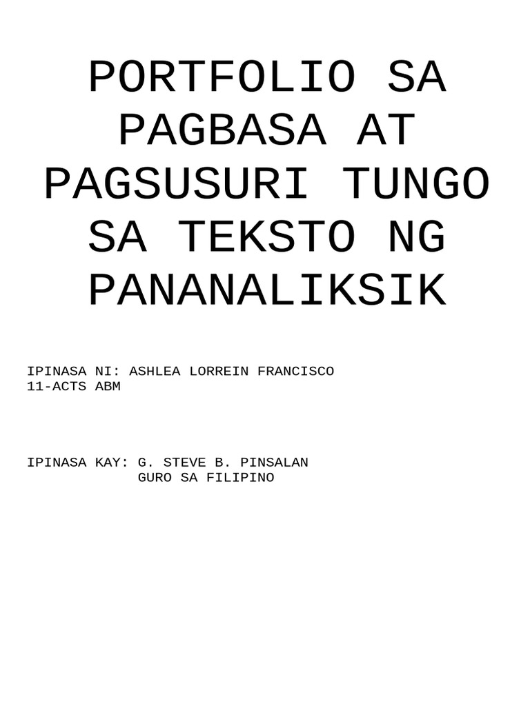 Portfolio IN FILIPINO | PDF