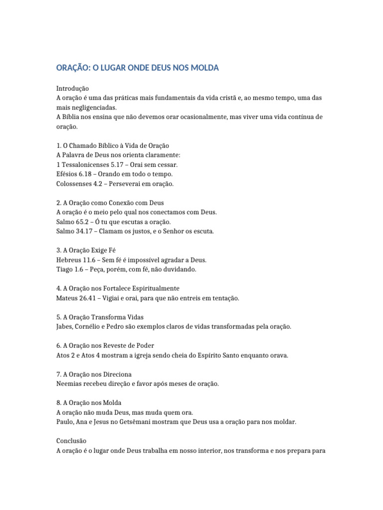Oracao o Lugar Onde Deus Nos Molda | PDF