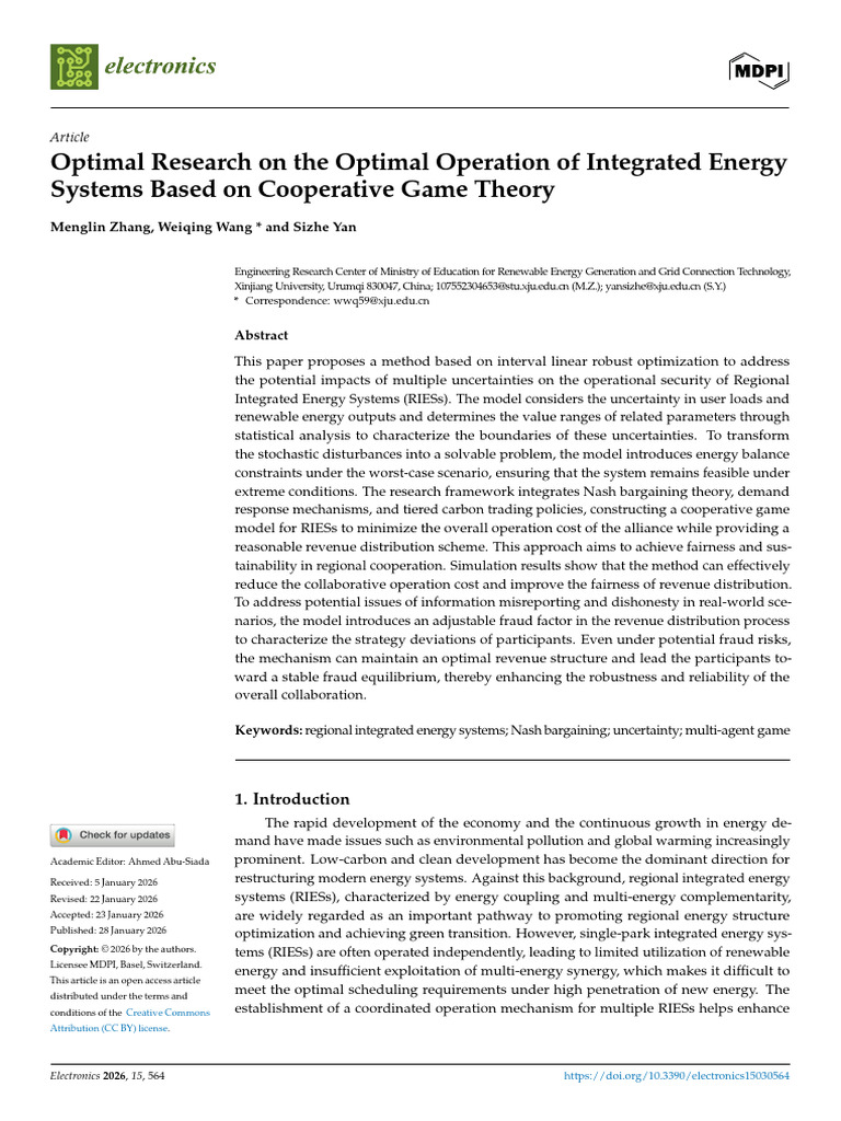 Optimal Research On The Optimal Operation of Integ | PDF | Game Theory ...
