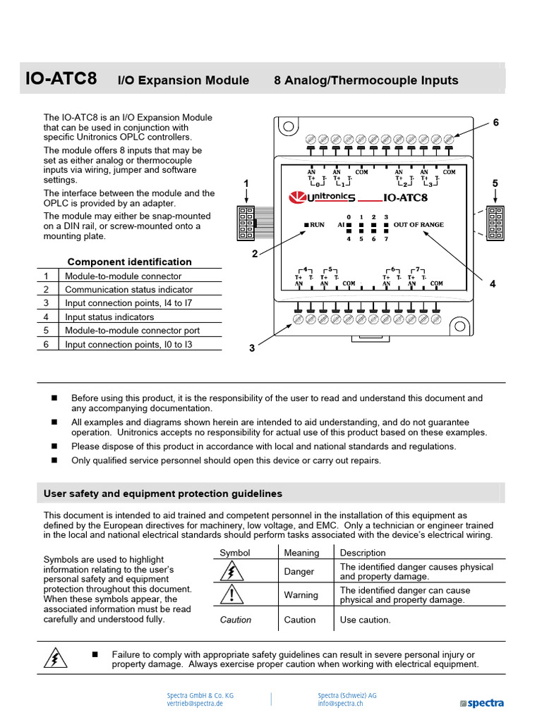 Datasheet Spectra Unitronics IO ATC8 | PDF | Thermocouple | Electrical ...