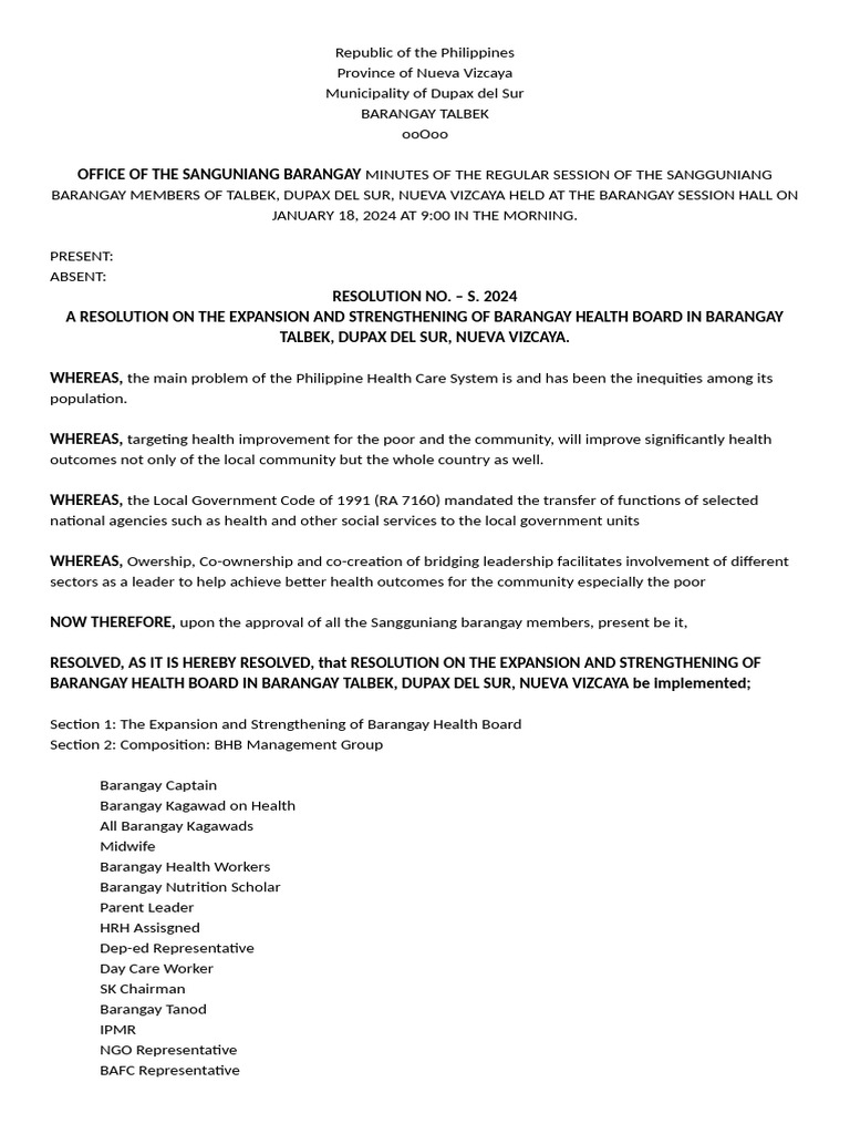 Resolution On Expansion and Strengthening of BHB | PDF