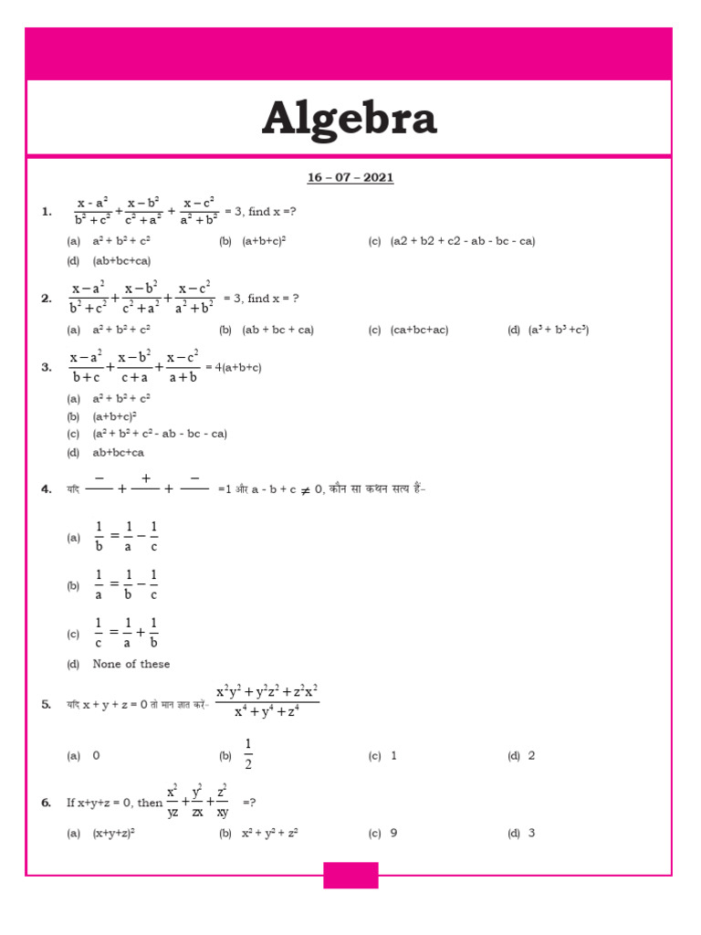 Algebra SHEET - 03 - 277581 - Crwill | PDF | Chess Theory | Chess Openings