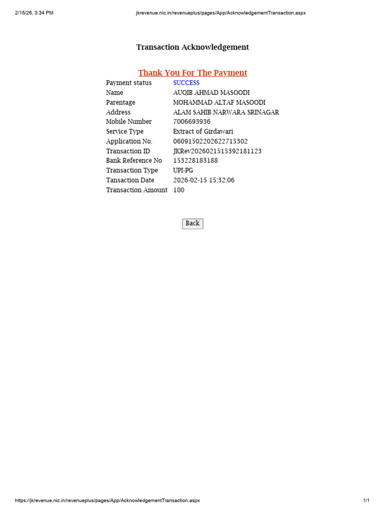 Thank You For The Payment: Transaction Acknowledgement | PDF