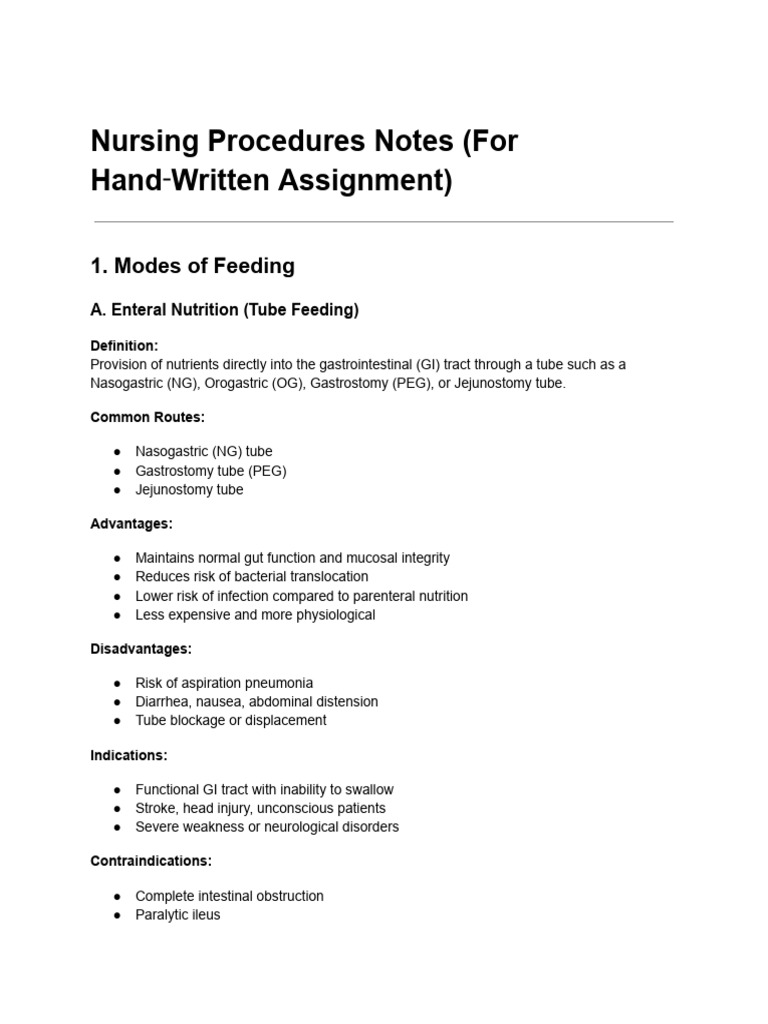 Nursing Procedures Notes (For Hand Written Assignment) | PDF | Diseases ...