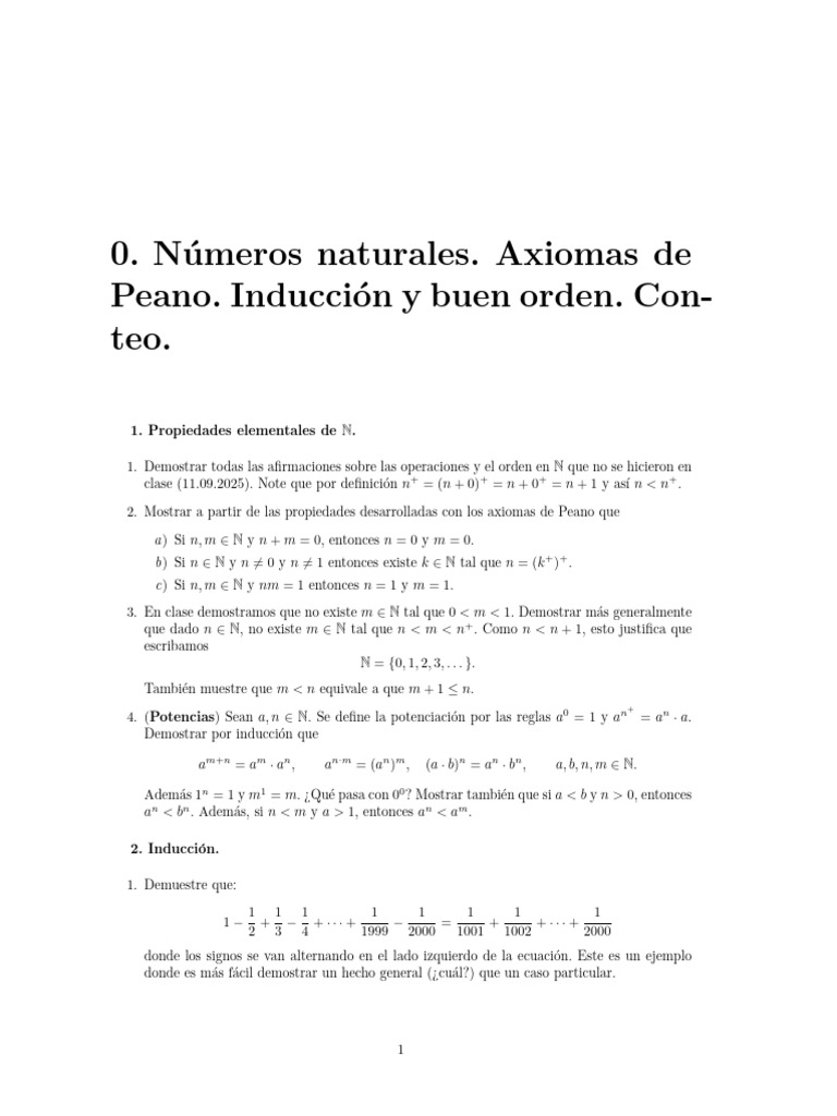 2. Axiomas de Peano. Inducción. Conteo | PDF | Matemáticas | Conceptos ...
