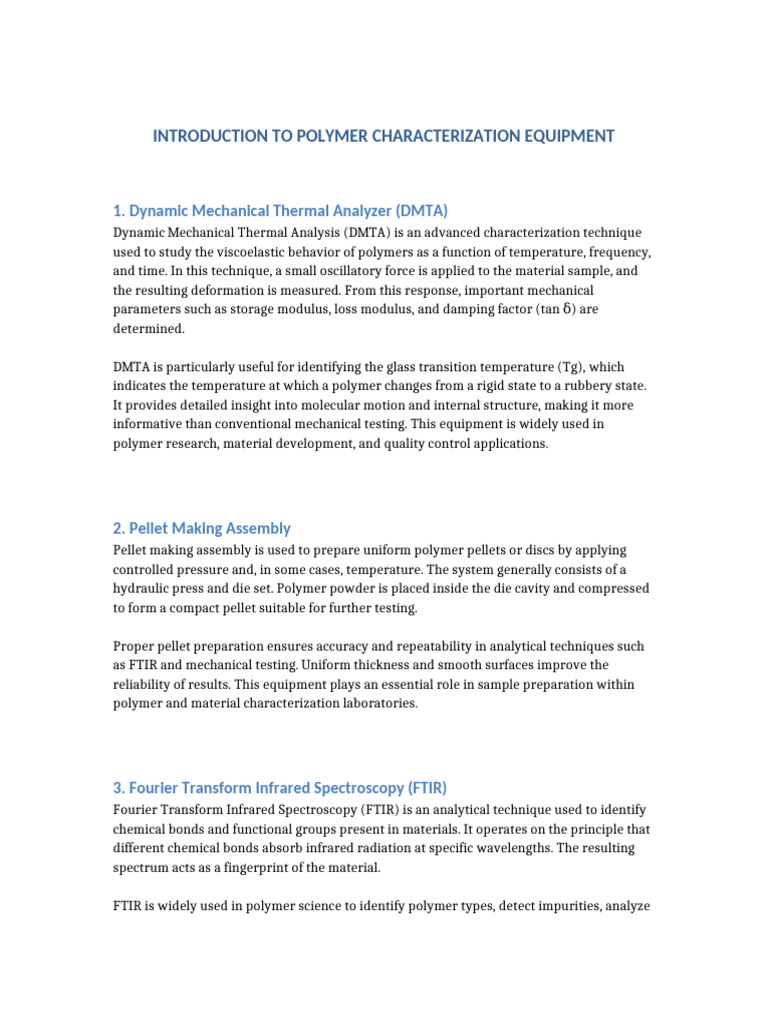Polymer Characterization Equipment Introduction | PDF ...